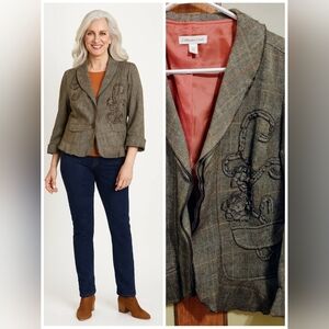 Coldwater Creek | Vintage Embroidered Tweed Blazer | Size P14